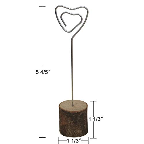 Card Clip Holders with Wood Base and Iron Wire, 6'' Tall Sign Photo Memo Clip Holder Stand Set, for Party, Wedding Ceremony, Fair, Demonstration, Home Decorations, Resturant, 10pcs (Heart Shape) - Thumbnail 3