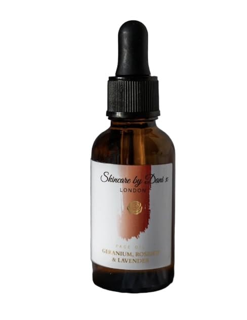Lavender, Geranium & Rosehip Essential Oil - Luxurious Hydrating Facial Oil – to Reduce Fine Lines and Wrinkles – Natural, Organic Oil for Face