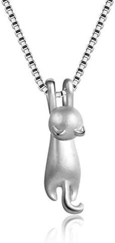 Cute Cat Collarbone Necklaces s925 Matte Pendants