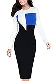 JOYEASYBUY Women's Elegant Colorblock Contrast Patchwork Wear to Work Bodycon Dress