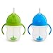 Munchkin Happy Snacker Toddler Cups and Snack Containers - 7oz Any Angle Weighted Straw Trainer Cup and 9oz Snack Catchers, Green/Blue