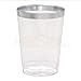 DRINKET Silver Plastic Cups 10 oz Clear Plastic Cups/Tumblers Fancy Plastic Wedding Cups With Silver Rim 50 Ct Disposable For Party Holiday and Occasions SUPER VALUE PACK