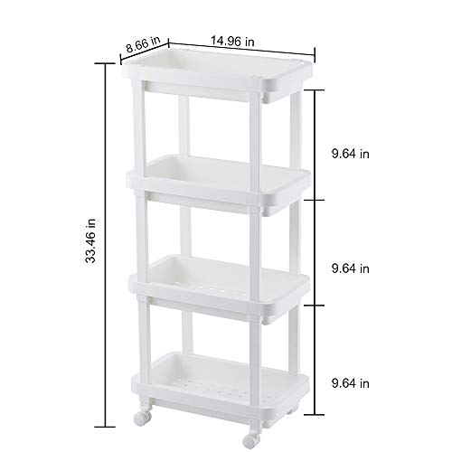 Aogist 4-Tier Slide Out Storage Cart Rolling Utility Cart Storage Shelf Rack for Kitchen Laundry Room Bathroom Office & Dressers