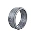 QALO Men's Rubber Silicone Ring, Step Edge Rubber Wedding Band, Breathable, Durable Rubber Wedding Ring for Men, 9mm Wide 2mm Thick, Silver, Size 10