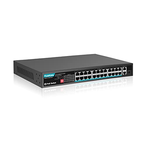 YuanLey 24 Port Gigabit PoE Switch with 2 Gigabit Uplink, 1