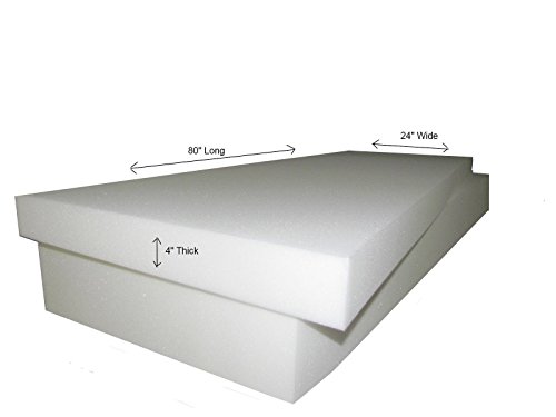 Seat Cushions - High Density 4"T x 24"W x 80"L (1836) "Medium Firm" (Sofa Seat Replacement Foam Cushion, Upholstery Foam Sheet, Foam Padding)