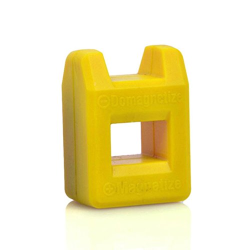 KingWo Mini Fast 2 in 1 Magnetizer Demagnetizer Tool Screwdriver Magnetic Bits (Yellow)