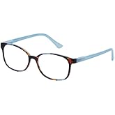 I Heart Eyewear Lira Reading Glasses, Stylish, Unisex, Prescription Quality Readers, Anti-Reflective coating, Spring hinges, Comfortable Oval reader, Tortoise and Light Blue