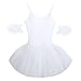 YiZYiF Women's Ballet Tutu Bustle Costume 3D Flower Swan Lake Dance Leotard Dress White X-Small