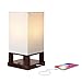Brightech Maxwell - Bedroom Nightstand Lamp with USB Ports - Modern Asian Table Lamp w/Wood Frame - Soft Light Perfect for Bedside - with LED bulb - Havanah Brown primary