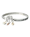 Tree of Life Seed Of Faith Heart & Cross Charm Stretch Three-Tone Inspiration Bracelet Jewelry Nexus