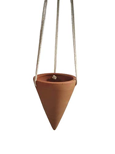 village Decor Terracotta Hanging Cone Planter with Rope (Dia -14.5 cm ,Rope _Lenght - 50 cm)