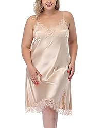 ABC-STAR Women's Plus Size Satin Slip Nightgown