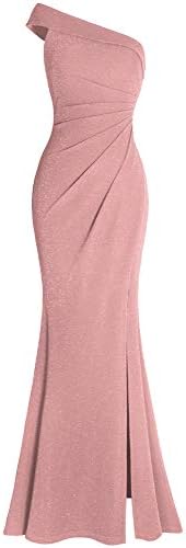 Women's Ruched One Shoulder Side Split Evening Party Dress