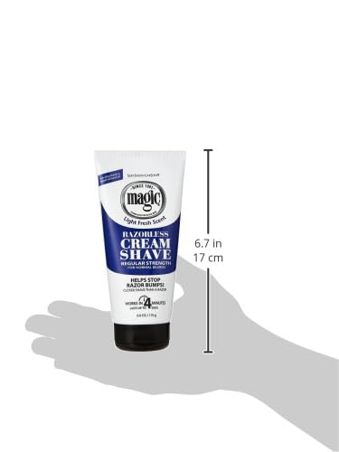 SOFTSHEEN-CARSON MAGIC RAZORLESS SHAVING CREAM, DEPILATORY HAIR REMOVAL CREAM FOR BODY HAIR, REGULAR STRENGTH, WORKS IN 4 MINUTES, 2 COUNT