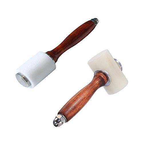 Highmoor Wooden Handle Nylon Hammer Leathercraft Carving Hammer Sew Leather Cowhide Tool Kit for Leather Craft Working