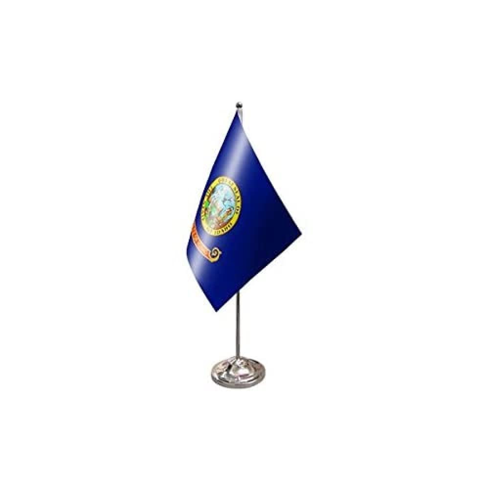 AZ FLAG Idaho Prestige Table Flag 6'' x 9'' - US state of Idaho Office Decoration 100% Satin 22 x 15 cm - Desk Flag with Steel Pole and Base