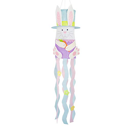 OUTOUR Easter Bunny Pascha Resurrection Sunday Fabric Windsock Wind Sock Hanging Decorations 49" Flag for Garden Patio Lawn Backyard Home Yard Porch Balcony Outdoor Decor Party Supplie - Thumbnail 4