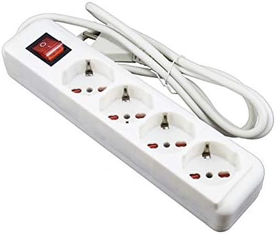 Régua de energia Schuko de 4 lugares com interruptor de energia