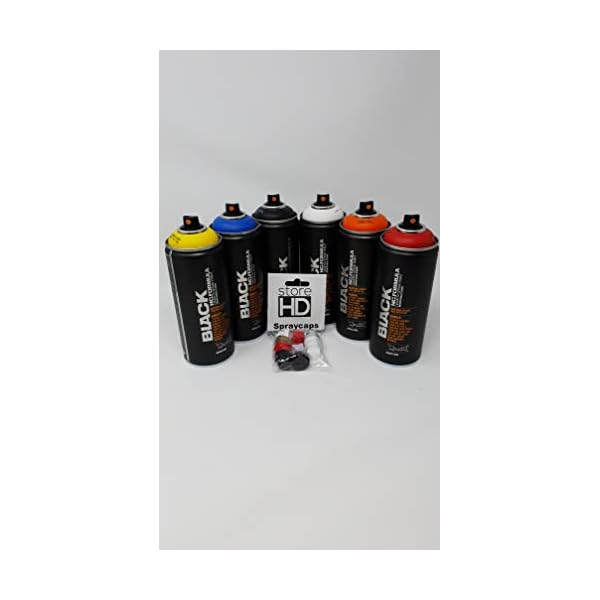Montana Black SprÃ¼hdosen Set Grundfarben + ErsatzsprÃ¼hkÃ¶pfe - Graffiti Street Art 6 x 400 ml – Bild 8