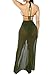 Kisscynest Women's Halter Cut Out Three Piece Swimsuit Coverup 3 Pcs Bikini Set with Cover Ups Skirt M Army Green