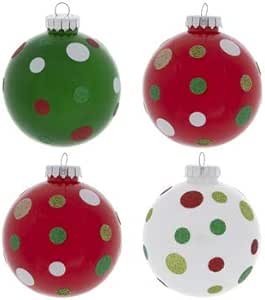 Amazon.com : Green and Red Polka Dot Ball Christmas Ornaments