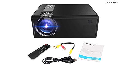 SEASPIRIT C8 Mini Home Theater Video Projector Support 1080P 1500 Lumens (Black Color)