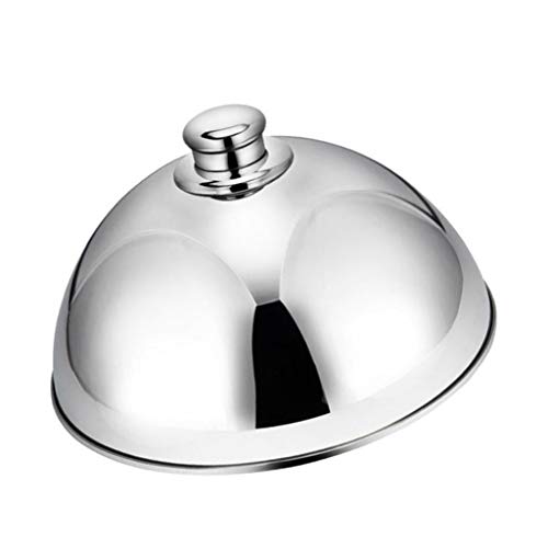 Fenteer Steel Cloche Food Cover Dome Serving Plate Dish Dining Dinner Silver Small 25.5cmX15cm - Thumbnail 3