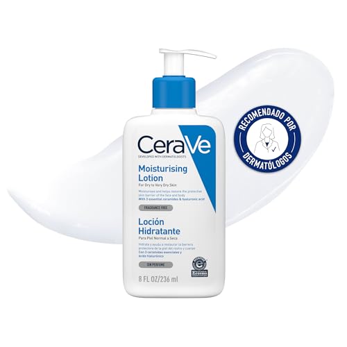 Loción Hidratante, Piel Seca a muy Seca, Hidrata y Restaura la Barrera Protectora de la Piel, Enriquecida Con Ceramidas Esenciales y Ácido Hialurónico, Fórmula Ligera, Apta para Rostro y Cuerpo
