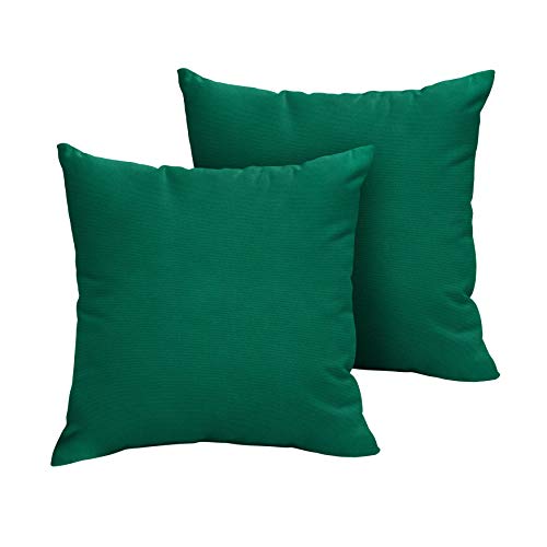 1101Design Sunbrella Forest Green Knife Edge Decorative Indoor/Outdoor Square Throw Pillows, Perfect for Patio Décor, (Forest Green 20") - Set of 2