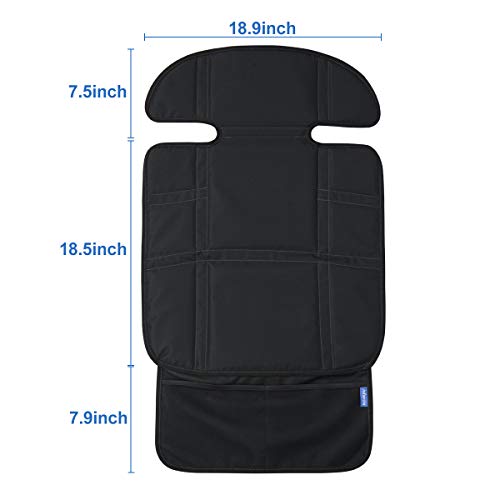 INFANZIA Car Seat Protector for Baby Car Seats - Child Seat Protection Mat for Under Carseat with Thickest Padding to Protect Leather & Fabric Upholstery, Black