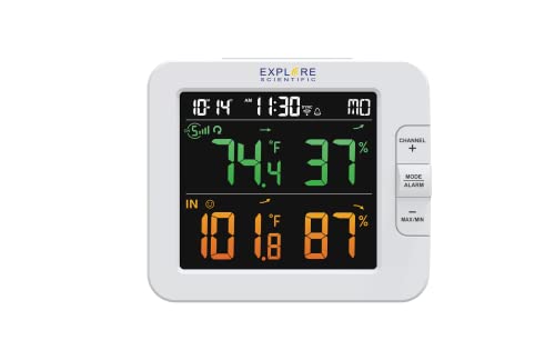 Explore Scientific WSH4102 Intelligente Wetterstation Multi-Channel mit Wireless-Sensor, Weiß
