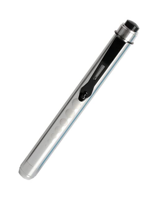 3ZONE HEALTH BEAUTY Penlight Pen Torch Light Diagnostic Reusable LED Penlight with Pupil Gauge for Nurses Doctors with Pocket Clip M2 (Silver)