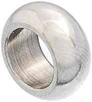 Big Hole Beads Silver Tone 11mm( 3/8") 50pcs - Stainless Stee, Silver
