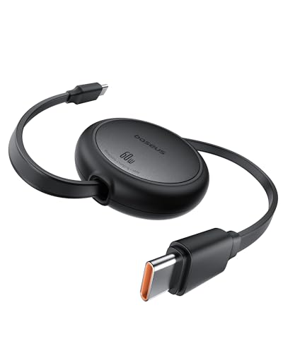 Cable USB C, 60 W PD 5 A QC 4.0, mini, de carga rápida, retráctil, USB C a USB C, longitud preestablecida a 4 niveles, para iPhone 15, Samsung, iPad, fácil de guardar, portátil