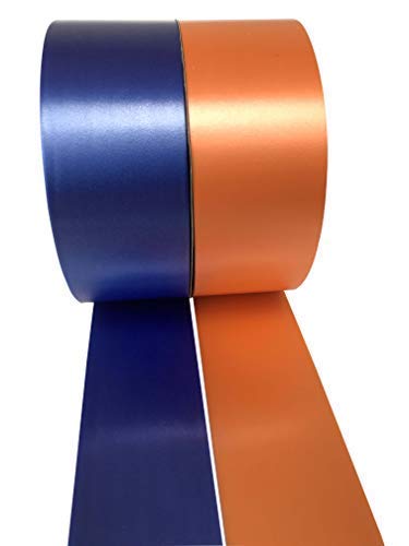 INERRA Ribbon Multipack - 2 x 100 Yard Rolls (Royal Blue & Orange) Wedding Flowers Gift Decoration & Christmas