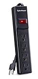CyberPower CSB404 Essential Surge Protector, 450J/125V, 4 Outlets, 4ft Power Cord