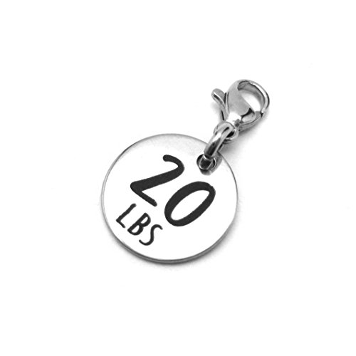 20 lbs Weight Loss Jewelry Charm - Motivational and Inspirational Jewelry for Fitness and Workout Motivation for Pounds Lost - Stainless Steel Engraved Charm and Clasp - Tarnish Free Charms
