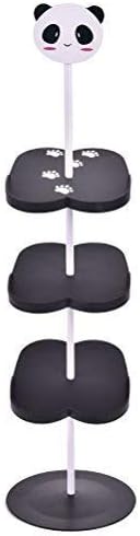 Ioffersuper Four-Layer Shoes Storage Rack, Cartoon Pattern Children's Shoes Organizer Shelf, Durable Plastic Space Saving Kid's Shoes Stand Rack (Black)