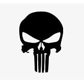 Punsher Skull Decal Vinyl Sticker for Car Truck Van Windows Laptop, White Skull Bumper Sticker | 5.5 inches (Black)