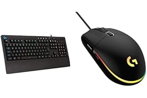 Logitech G213 Prodigy Gaming Keyboard, LIGHTSYNC RGB Backlit Keys – Black & 03 Wired Gaming Mouse, 8,000 DPI, Rainbow Optical