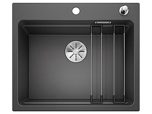BLANCO ETAGON 6 | SILGRANIT Sink in Anthracite | Installation Type: Inset Installation from Above | for 60 cm Wide Base cabinets | System Concept with Versatile ETAGON Rails | [60x51x23.2 cm]