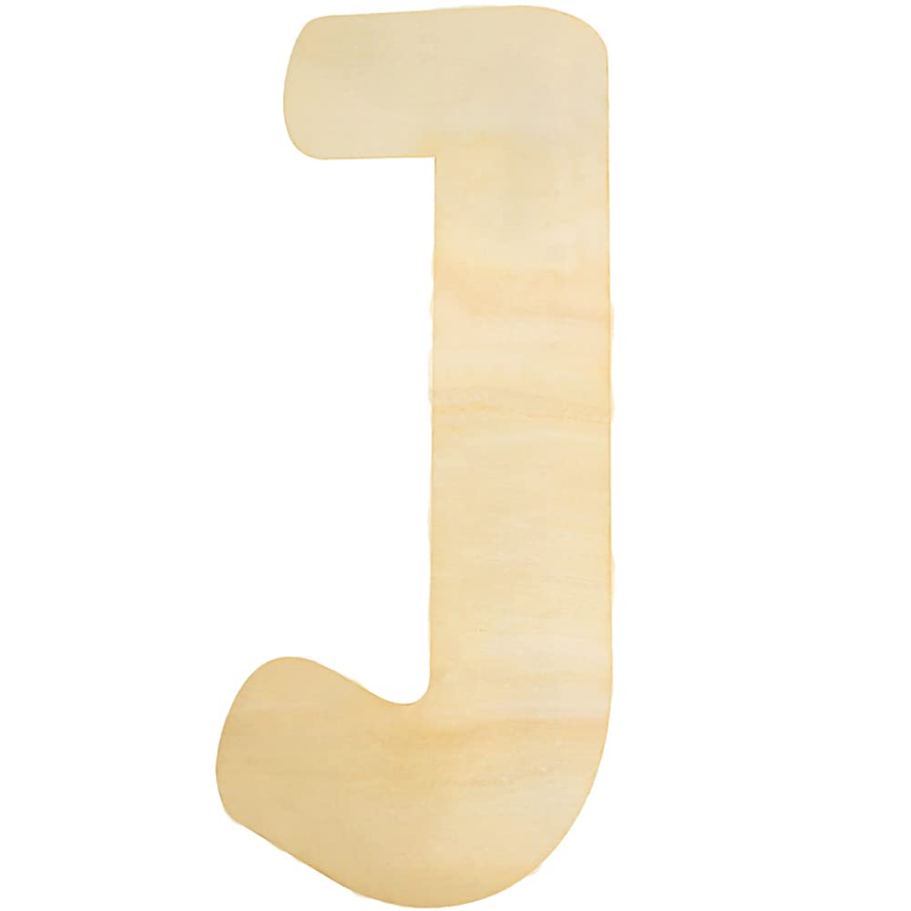 Large Wooden Letters 12 Inch, Unfinished 30cm Wooden Letter J for Crafts Children's Names Capital Alphabet 5mm Thick Wood Letters for Nursery Decor Wall Art Hanging Home Painting