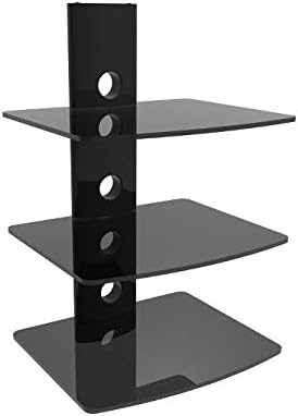 Intecbrackets - Premium quality 3 glass shelf stand and display system for DVD, Sky, PSP, Tivo and all other boxes