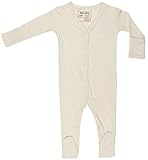 Organic Cotton Baby Long Sleeve Footie GOTS Certified No Dyes (Natural, 6-12m)