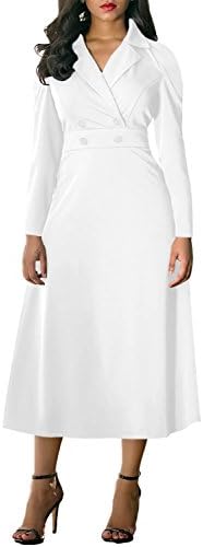 Angelia Women Vintage Button Collared Fit-and-flare 1950s Party Cocktail Multi Colored Dress