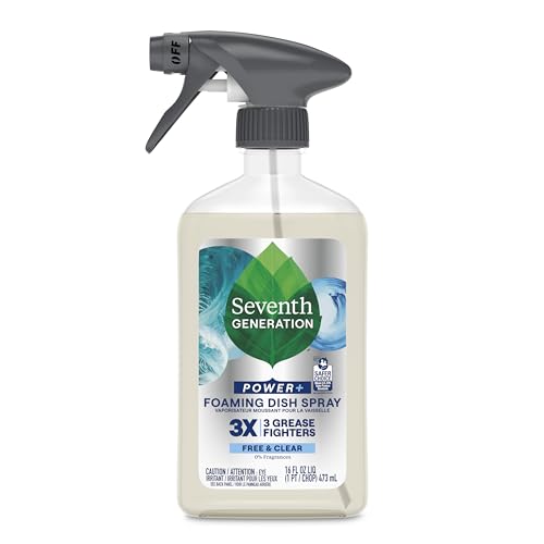 Seventh Generation Foaming Dish Spray, 3X Grease Fighters, Free & Clear, 16 Fl. Oz.