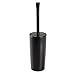 mDesign Slim Plastic Toilet Bowl Brush and Holder Set, Modern Compact Storage Organizer Cleaner Scrubber for Toilet - Heavy Duty Cleaning Plunger for Bathroom, Aura Collection - Black