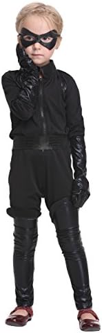 Girlscos Girl's Super DC Heroes Costume 4 Piece Suit Kids Halloween Cosplay Costumes Small Black