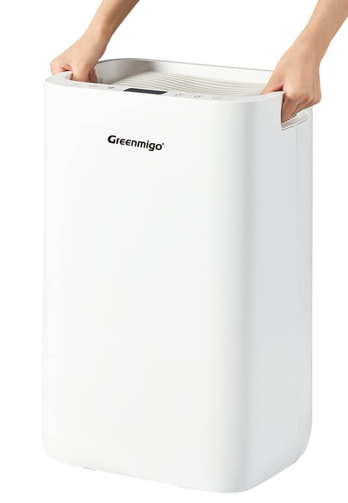 Greenmigo Luftentfeuchter 20L in 24h, Raumentfeuchter Entfeuchter mit HEPA & Aktivkohle 2in1 Vorfilter, Digitalanzeige, Ablaufschlauch, Wäschetrocknung, Timer, gegen Feuchtigkeit, Schimmel (ALPHA-Q20) 9